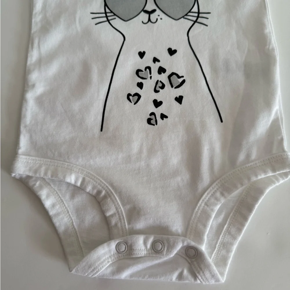 Carters White and Black Cat with Shades One Piece